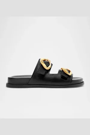 Schutz Olga Leather Buckle Sporty Sandals
