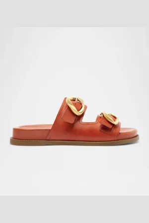 Schutz Olga Leather Buckle Sporty Sandals