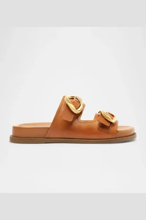 Schutz Olga Leather Buckle Sporty Sandals