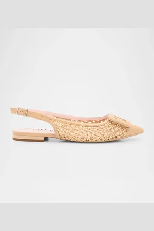 Roger Vivier Gommettine Bardo Leather & Raffia Slingback Ballet Flats