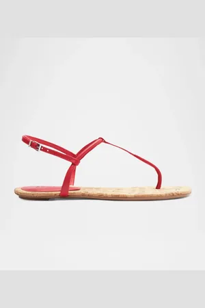 Schutz Elsha Leather T-Strap Flat Sandals