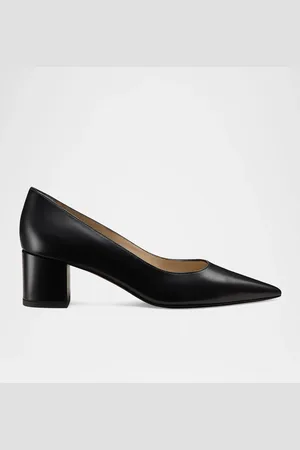 Stuart Weitzman Stuart Leather Block-Heel Pumps