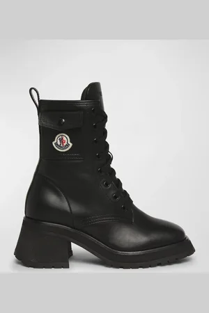 Moncler Gigi Leather Lace-Up Ankle Boots