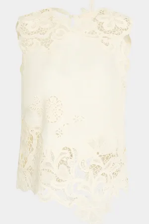 ULLA JOHNSON Marlis Lace Embroidered Top