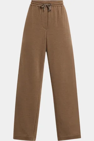 Brunello Cucinelli Cotton-Silk Spa Wide-Leg Travel Pants
