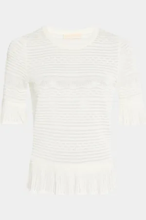 ULLA JOHNSON Flora Semi-Sheer Textural Knit Top