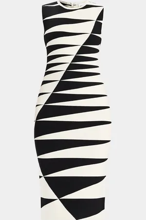 Hervé Léger Valeria Abstract Sleeveless Midi Dress