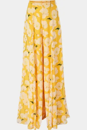 Carolina Herrera Flower Silk Wide-Leg Palazzo Pants