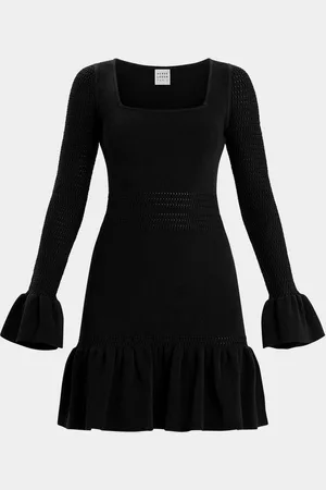Hervé Léger Colette Ruffle Long-Sleeve Mini Dress