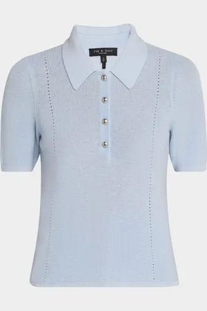 RAG&BONE Darcey Cotton-Cashmere Short-Sleeve Polo Sweater
