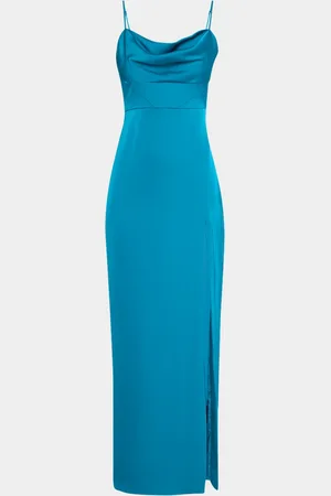Liv Foster Ciara Cowl-Neck Satin Column Gown