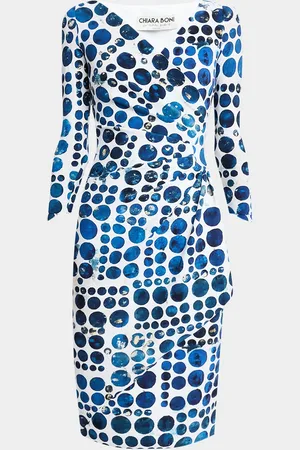CHIARA BONI Charisse Pleated Dot-Print Bodycon Dress