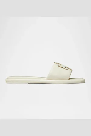 Tory Burch Double T Leather Medallion Slide Sandals