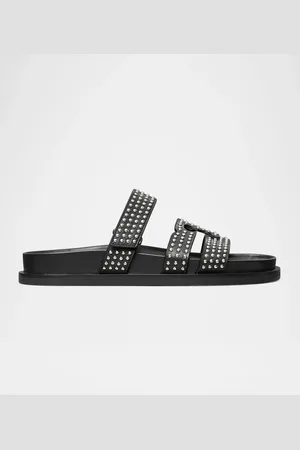 Tory Burch Ines Leather Triple-Band Sport Slide Sandals