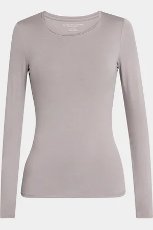 Majestic Soft Touch Flat-Edge Long-Sleeve Crewneck Top