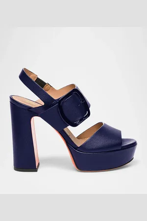 santoni Bruxel Leather Buckle Platform Sandals