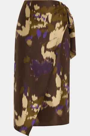 Max Mara Dritto Abstract Wrap Midi Skirt