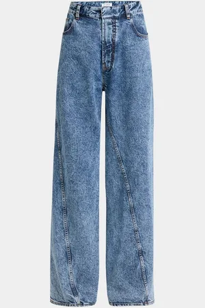 Alaïa Twisted-Hem Wide-Leg Acid Denim Jeans