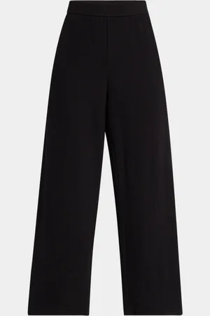 Eileen Fisher Cropped Wide-Leg Crinkled Jersey Pants