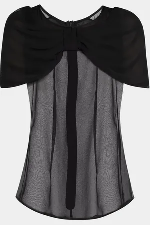 Simone Rocha Bow-Shoulder Sheer Silk Top