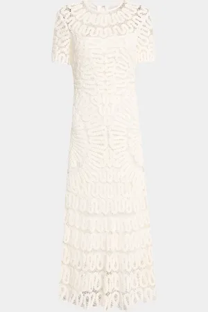 Simkhai Lorelai Crochet-Embroidered Midi Dress