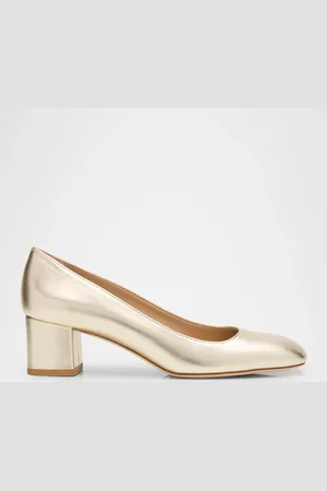 Stuart Weitzman Maeve Metallic Block-Heel Pumps