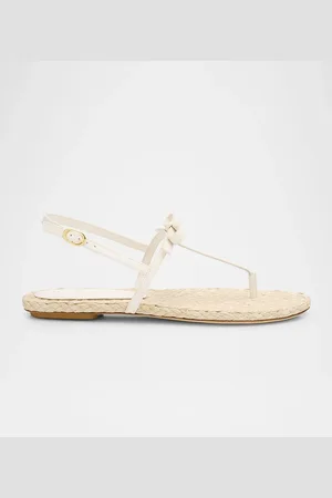 Stuart Weitzman Felicity Leather Bow Espadrille Sandals