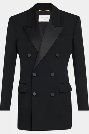 Saint Laurent Satin Lapel Double-Breasted Jacket