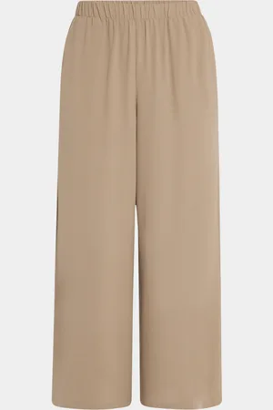 Eileen Fisher Cropped Wide-Leg Silk Georgette Crepe Pants