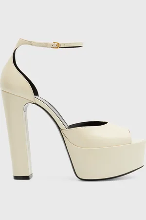 Saint Laurent Platform Ankle-Strap Leather Sandals