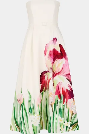 Nicholas Kyra Strapless Floral-Print Midi Dress
