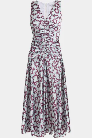 Santorelli Eden Graphic-Print Ruched Midi Dress