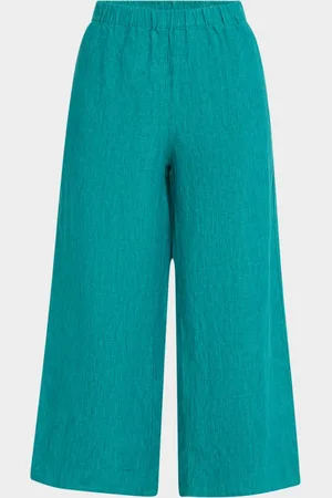 Eileen Fisher Cropped Wide-Leg Organic Linen Pants