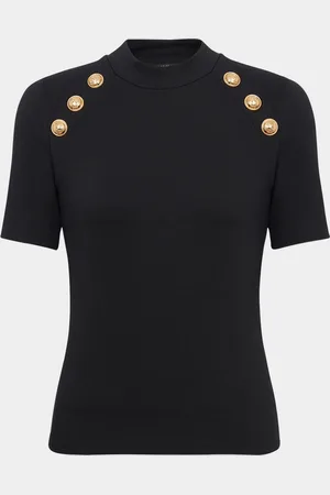 Balmain 6-Button Raglan-Sleeve Stretch T-Shirt