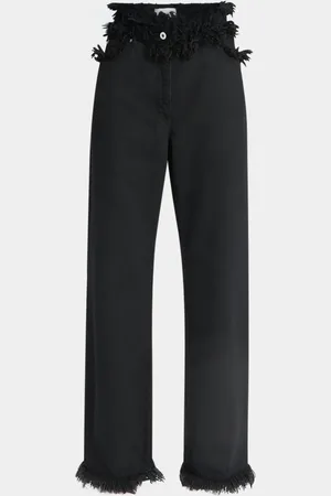 Salvatore Ferragamo Frayed High-Rise Straight-Leg Pants