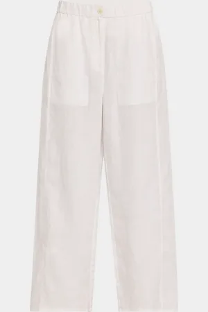 Eileen Fisher Wide-Leg Organic Linen Ankle Pants
