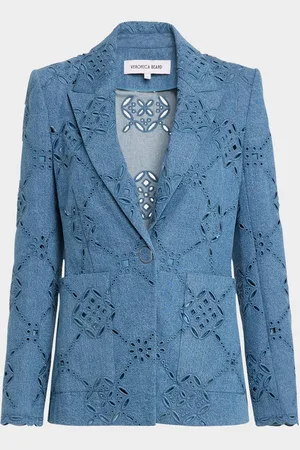 VERONICA BEARD Naira Single-Button Eyelet Denim Jacket