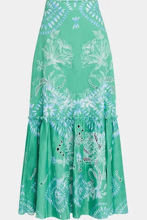 FIGUE Jordan Floral Embroidered Flare Maxi Skirt