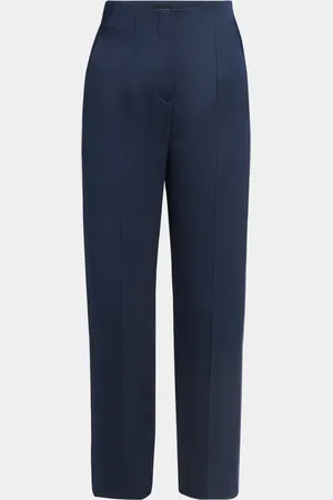 Giorgio Armani Embellished-Waist Satin Straight-Leg Ankle Trousers