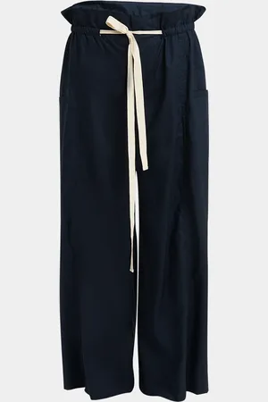 Plan C Paperbag-Waist Wide-Leg Trousers