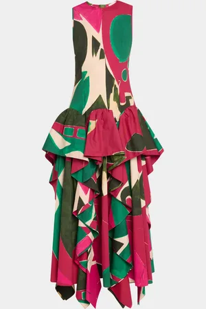 ULLA JOHNSON UJ x Lee Krasner Mural Sleeveless Ruffle Dress