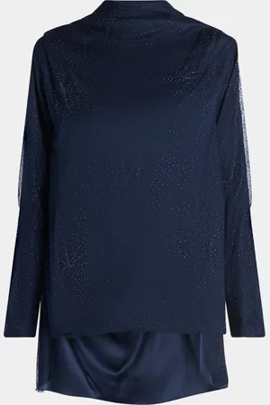 Giorgio Armani Embellished Silk Backless Oversized Tunic Blouse