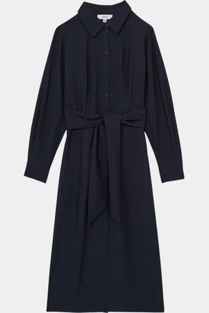 Reiss Mabel Belted Side-Slit Midi Shirtdress