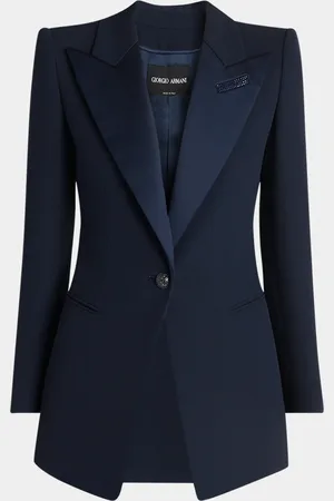 Giorgio Armani Embellished One-Button Silk Long Tuxedo Jacket