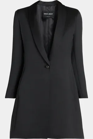 Giorgio Armani Crystal Button Silk Single-Breasted Long Jacket