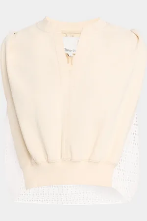 3.1 Phillip Lim French Terry Broderie Anglaise Combo Top