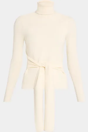 Toccin Brielle Tie-Front Turtleneck Top