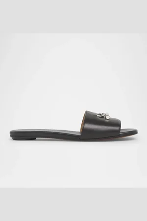 Alexander McQueen Leather Cross-Bar Slide Sandals
