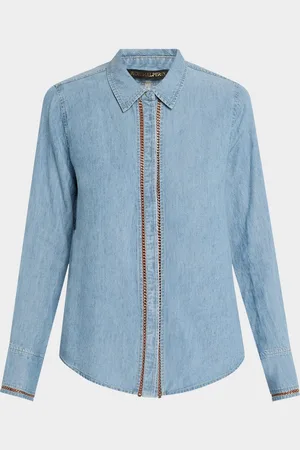 Kobi Halperin Artemi Chain-Trim Denim Blouse