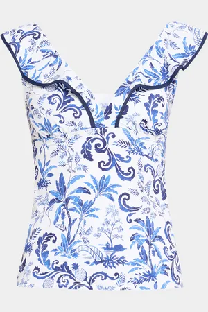 Tommy Bahama Terrazzo Tile Ruffled Tankini Swim Top